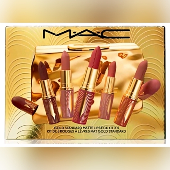 MAC 6-Pc. Gold Case MATTE IPSTICK SET, Make up 100% AUTHENTIC Full Size - Picture 5 of 6